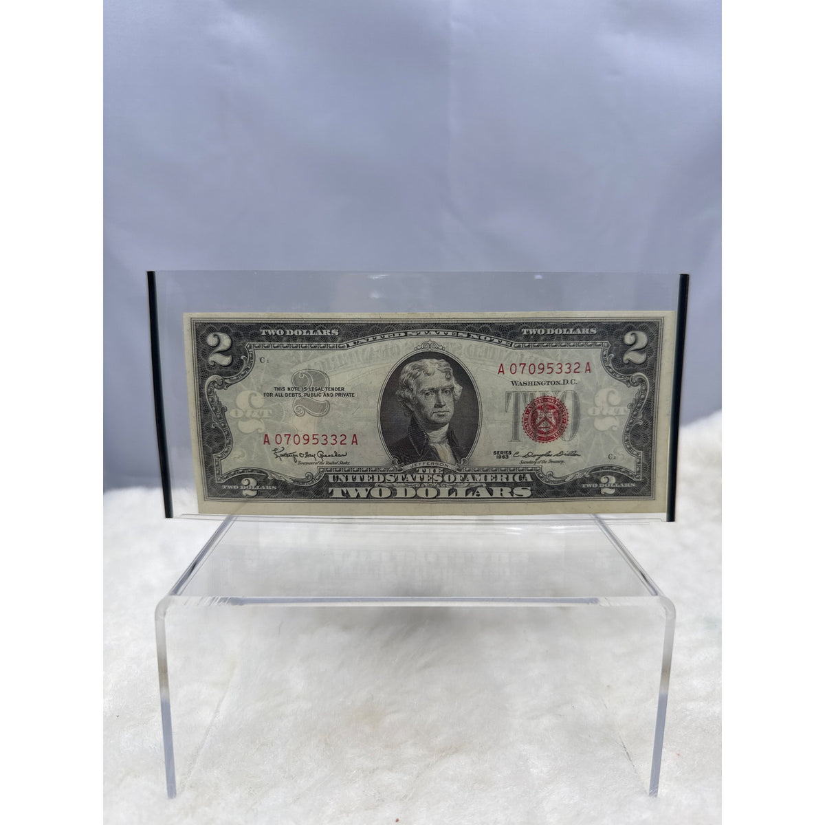 Paper Currency Bank Note USA Paper Money $2 Series 1963 Birthday 07/09/53