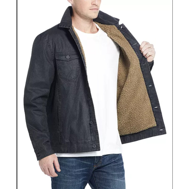 Weatherproof Vintage Men's Small Waxed Sherpa Lined Chore Trucker Jacket Farm