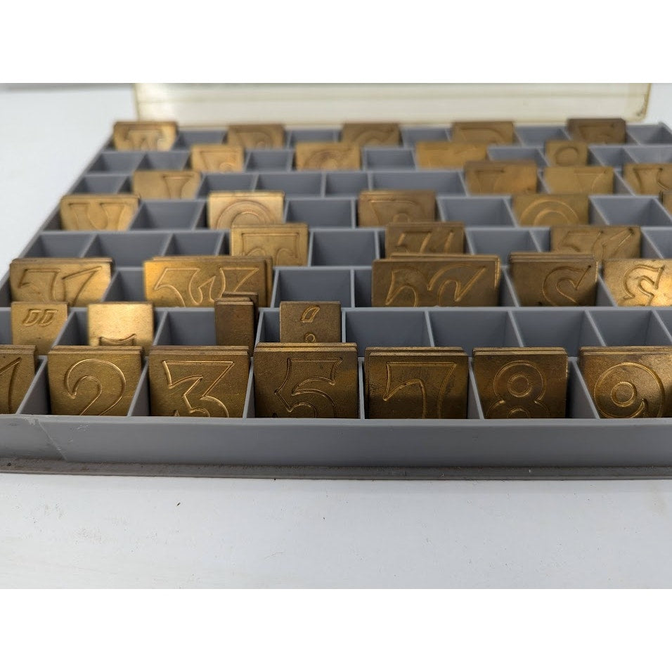 Gravograph Miscellaneous BRASS funky letters Typeset Printer 1 1/4" tall 2.4 LBS