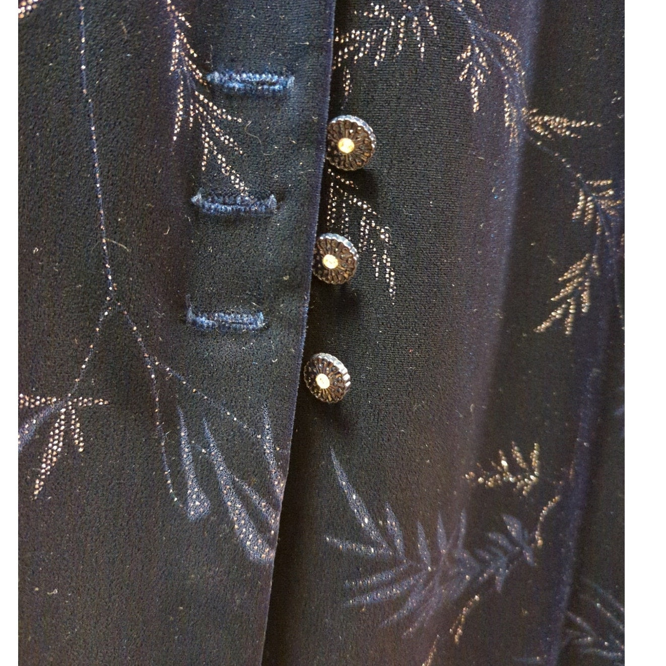 R&M Richards Navy Blue Velvet Burnout Pant Suit Set 16 Formal Evening 2PC