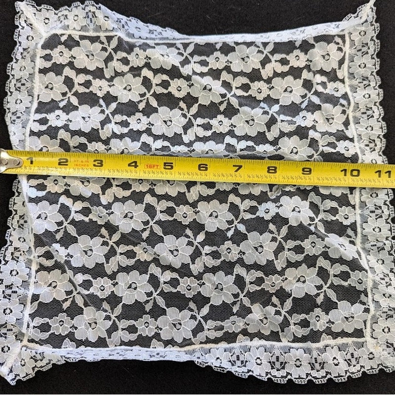 Vintage square lace white bridal handkerchief wedding head cover