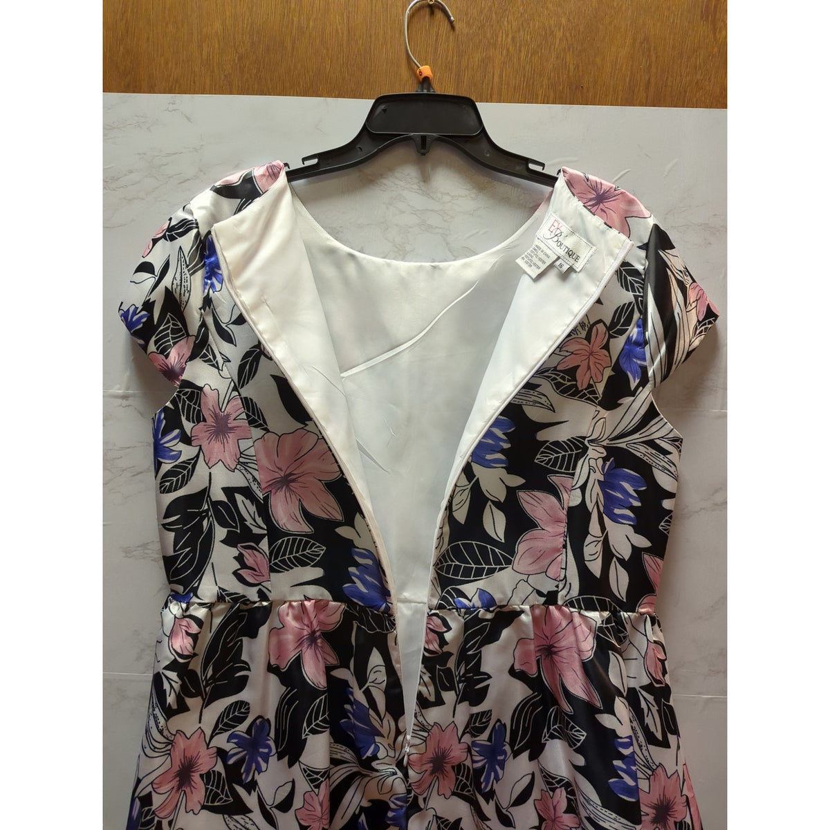 EY Boutique Women's Floral Cap Sleeve Lined Dress Size 16 Summer Garden party