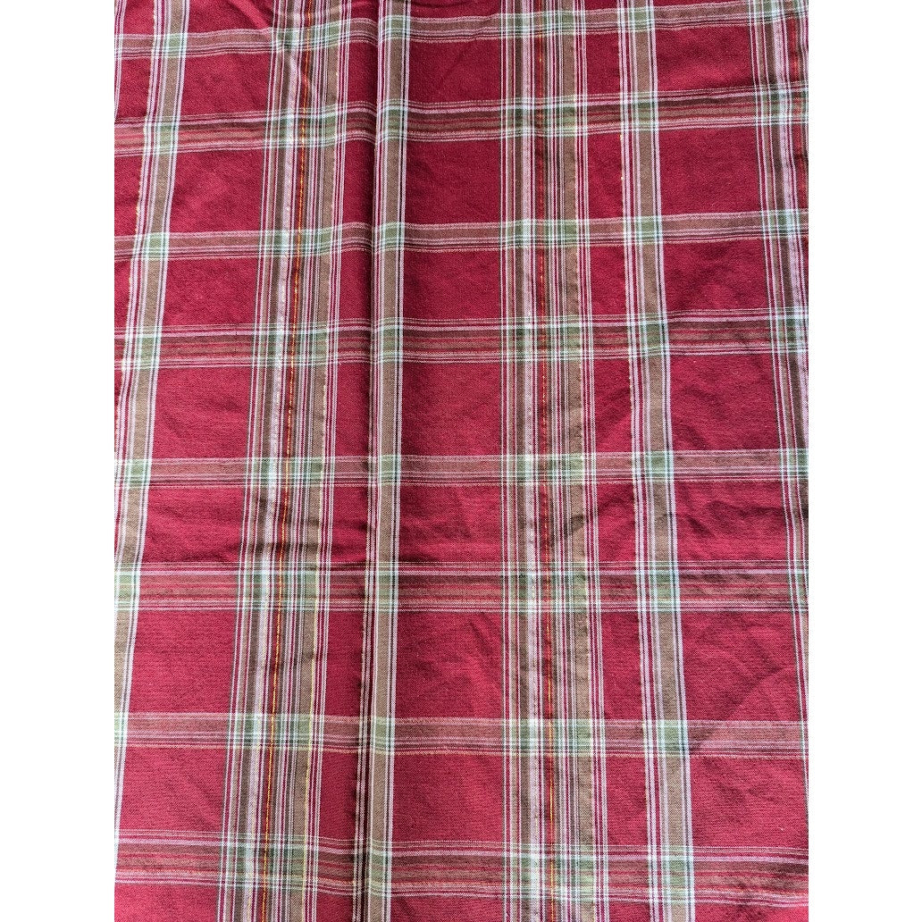 Vintage Holiday Rectangular tablecloth Red Sage Gold Cream striped 59" x 115