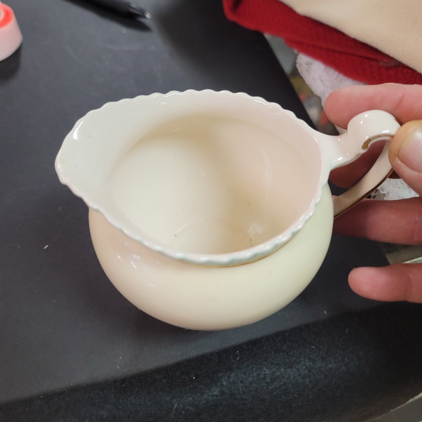 Winterling Marktleuthen Bavaria Floral Creamer Blue Scalloped Gold Trim