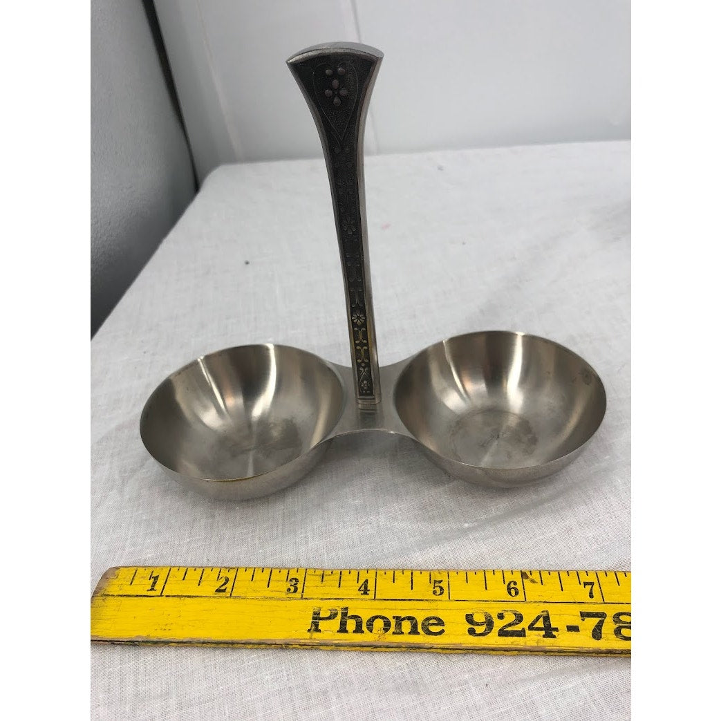 Mid Century Condiment Server Cordova Set MCM stainless steel glass mustard jelly