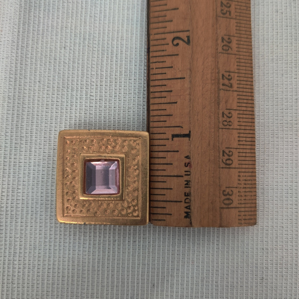 Vintage Gold Tone Pink Rhinestone Button Cover 80s Glam Western Jewelry