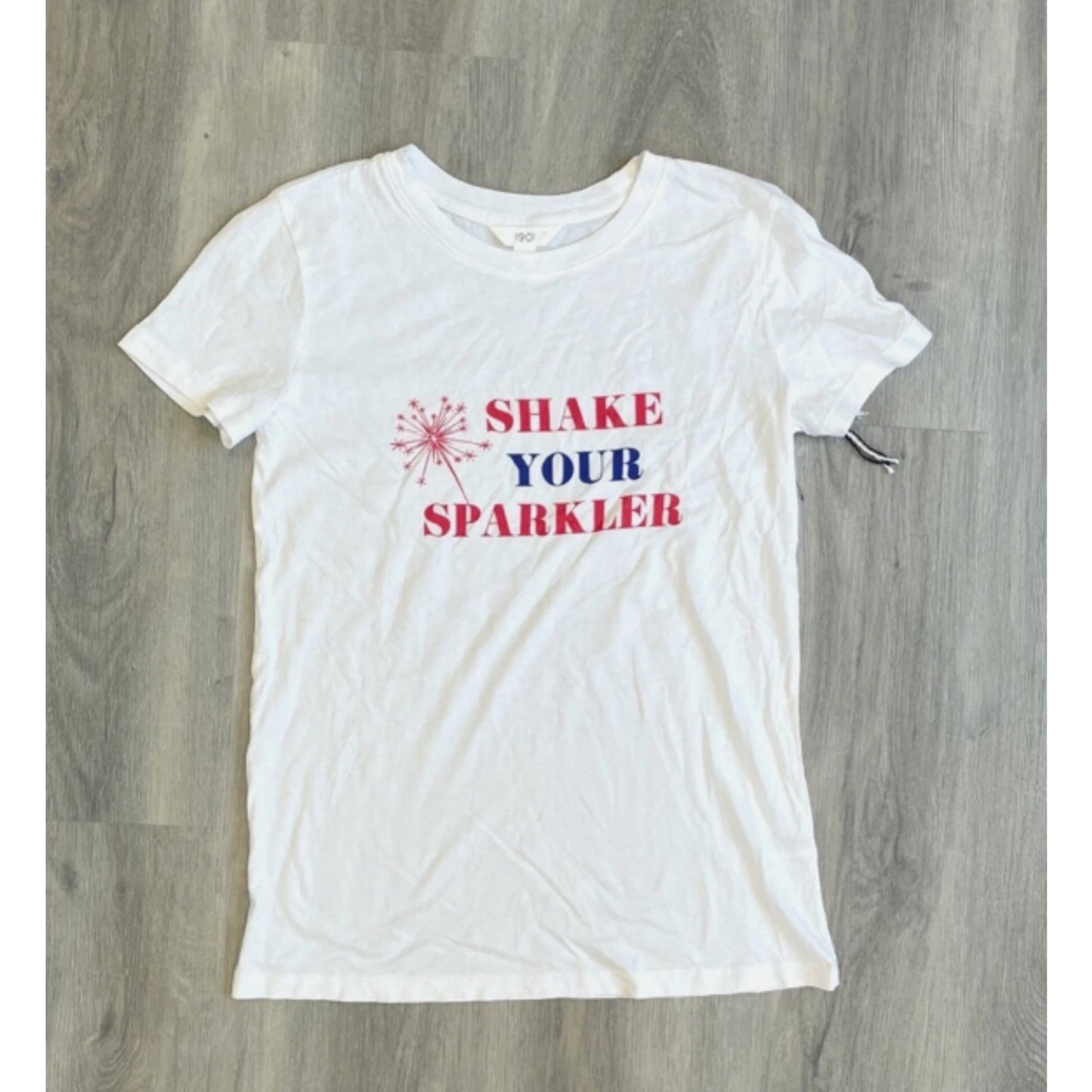 1901 Shake your Sparkler White Graphic Tee SMALL 4th of July Indepence Day