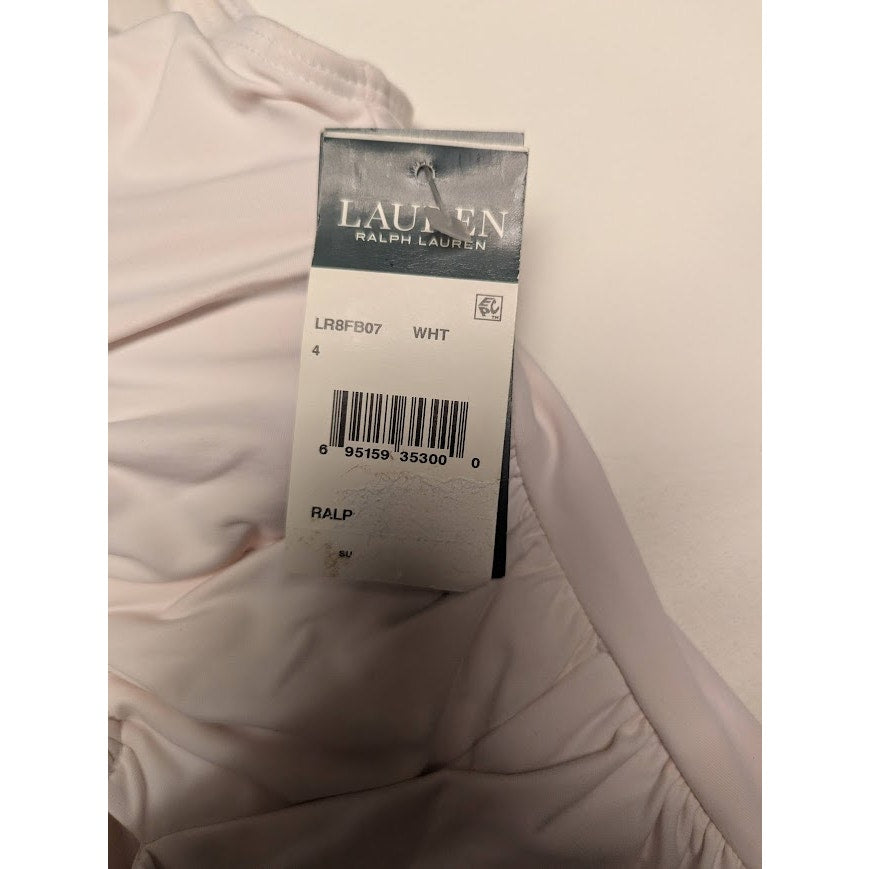 NEW Lauren Ralph Lauren White One Piece Swimsuit Size 4 ruched flattering front