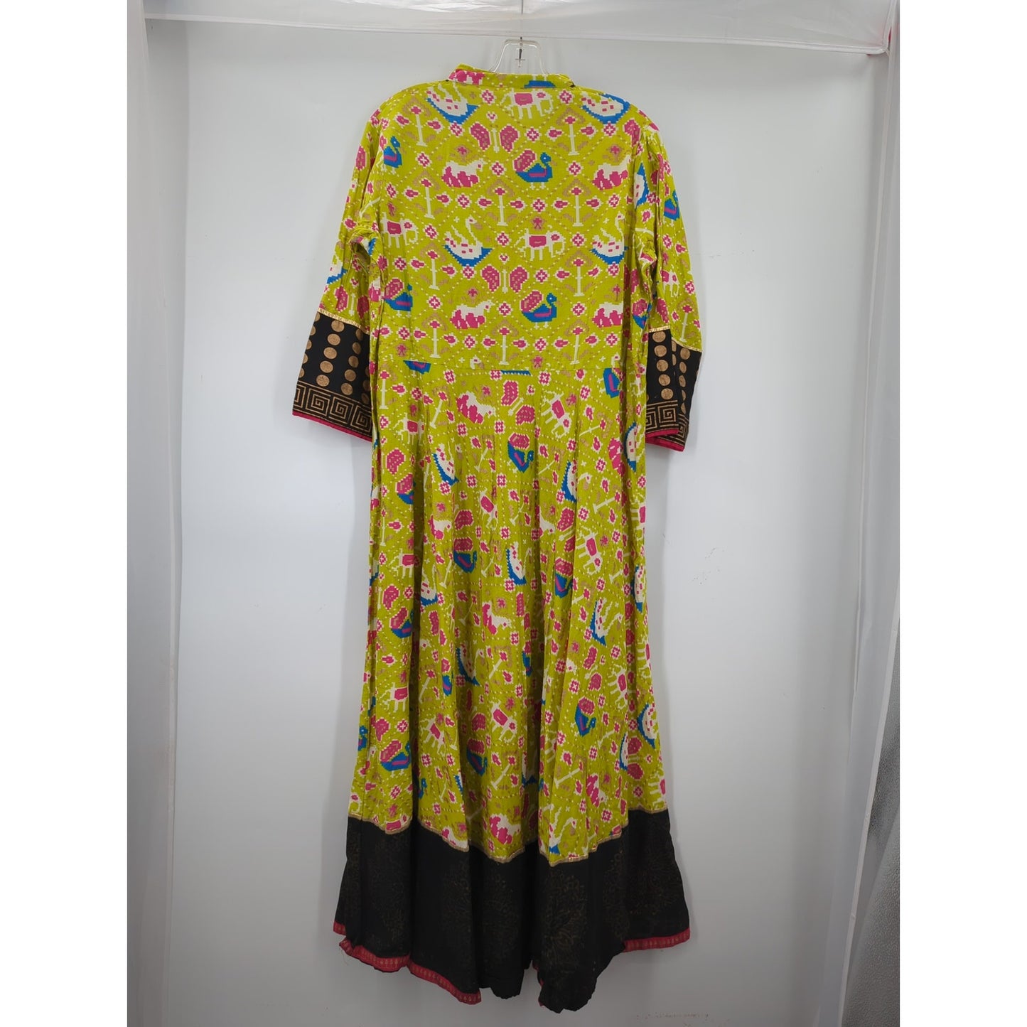 Kajal Style Lime Green & Black Embroidered Kurti Dress XXL boho festival