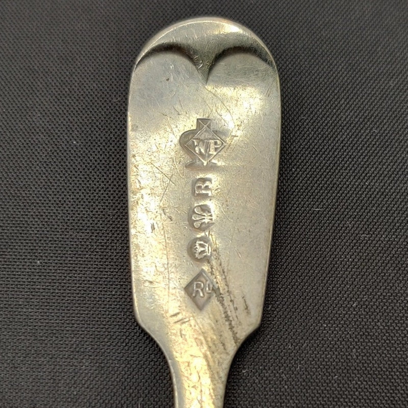 Antique William Page & Co Silverplate Salt Spoon Crown Fan Hallmarks