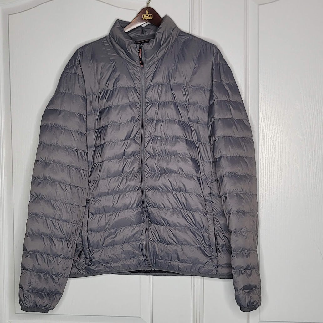 Hawke & Co. Quilted Packable Nylon Jacket Stand-Up Collar Gray Size XXL