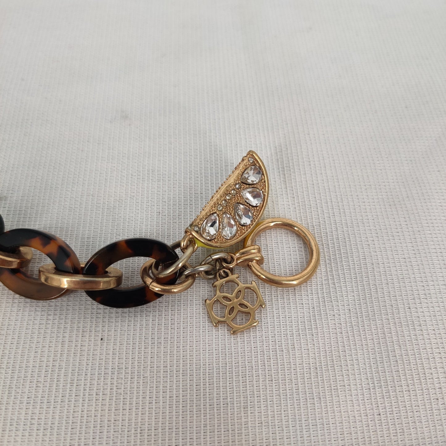 Ann Taylor Gold-Tone & Tortoise Shell Lemon Charm Bracelet Y2K