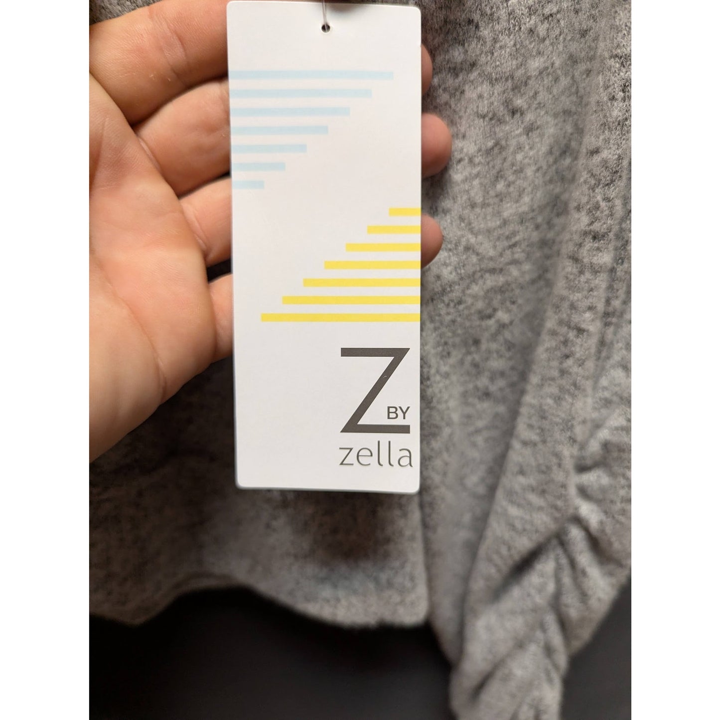 Zella activewear marled gray girls Small (7/8) cozy soft crop top ruched sleeve