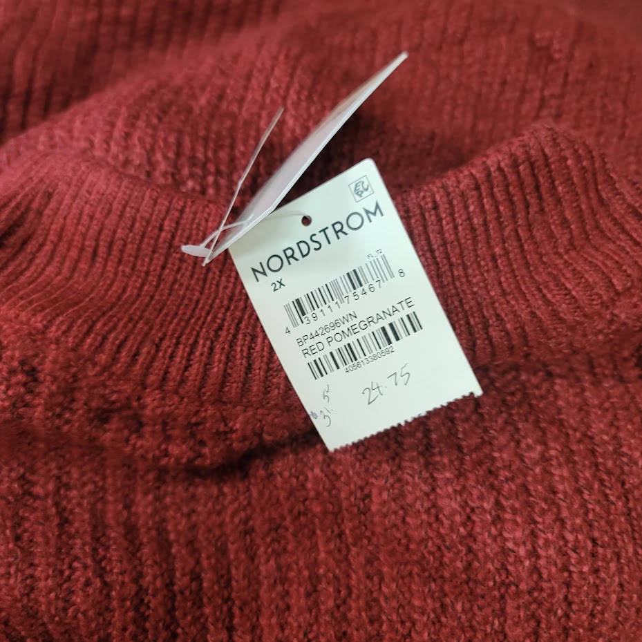 BP. NWT Cable Balloon Sleeve Raglan Sweater In Red Pomegranate 2X