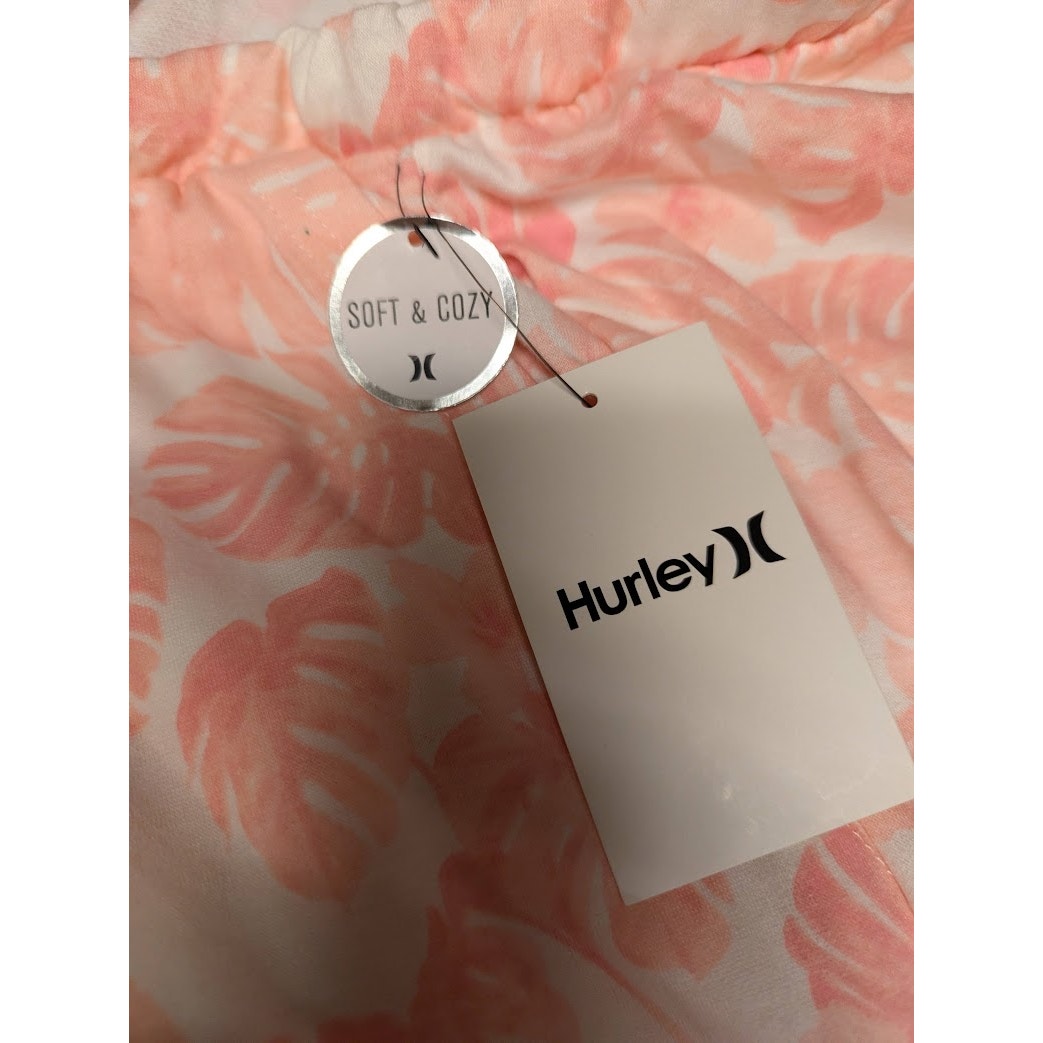 Hurley Soft Cozy PJ bottoms drawstring waist Pink botanicals Size Large NEW