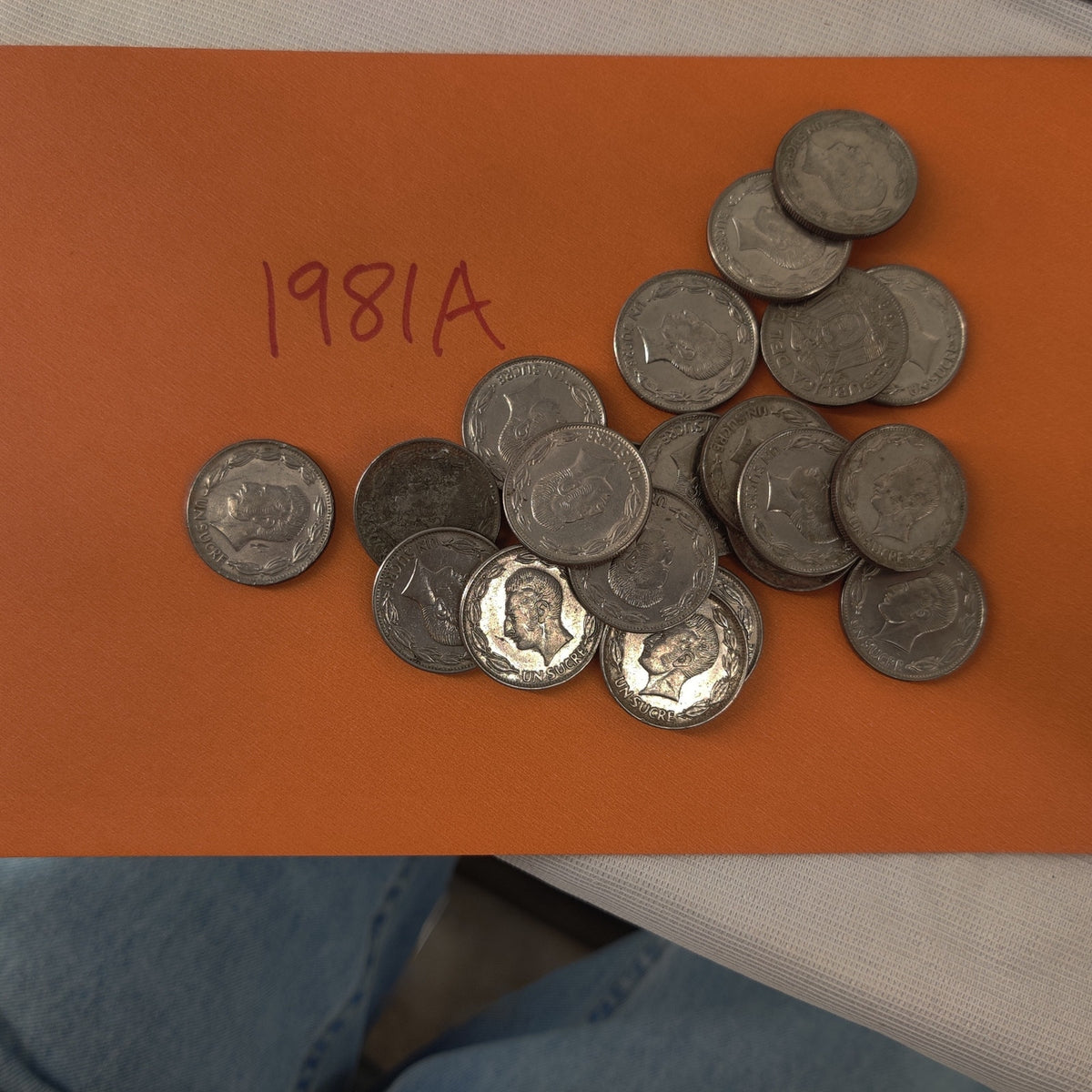Ecuador 1 Sucre 1981 Nickel Clad Steel Coins Bulk Collection Lot of 22
