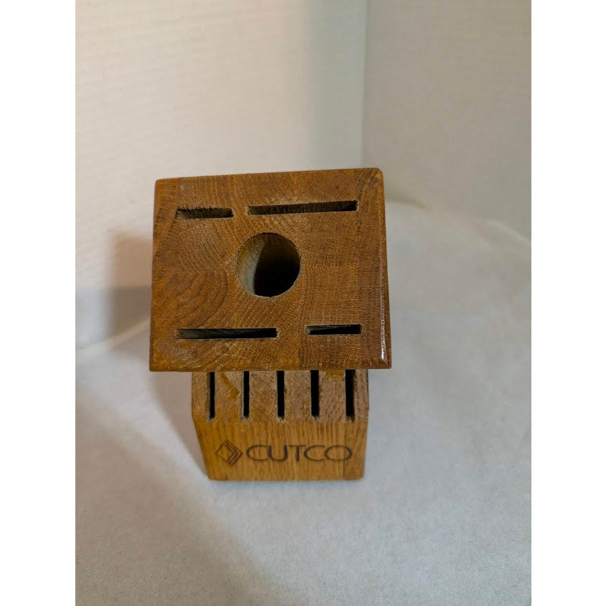 Cutco Oak Wood Knife Block | Vintage 10-Slot Kitchen Knife Holder