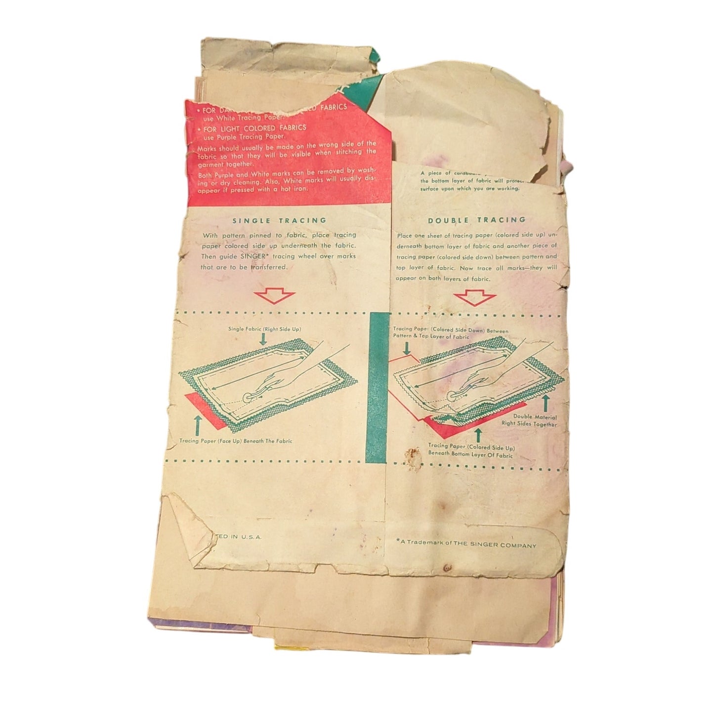 Vintage Sewing pattern Singer Dressmakers Tracing Paper From Pattern to fabric