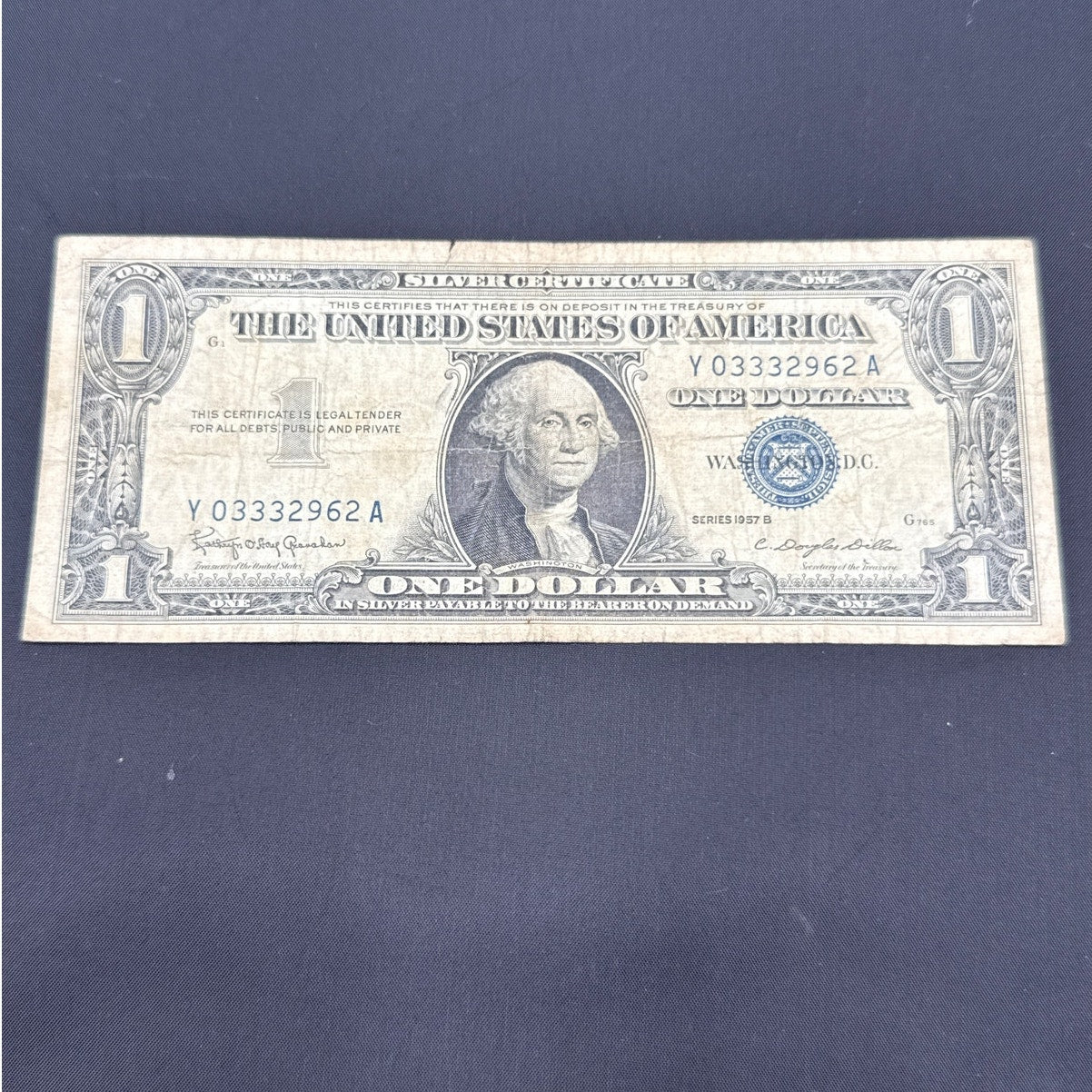Paper Currency Note Paper Money $1 Series 1957 B silver certificate blue seal