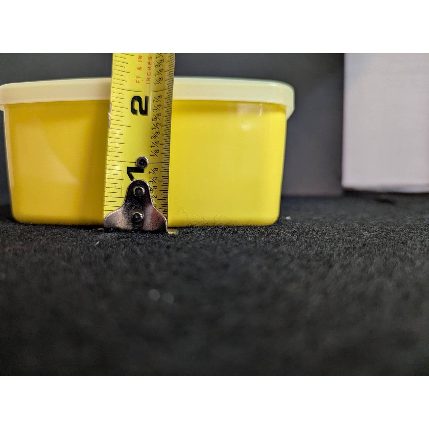 Vintage Tupperware Yellow Square Food Storage Container Sheer Lid 5" x 2" Retro