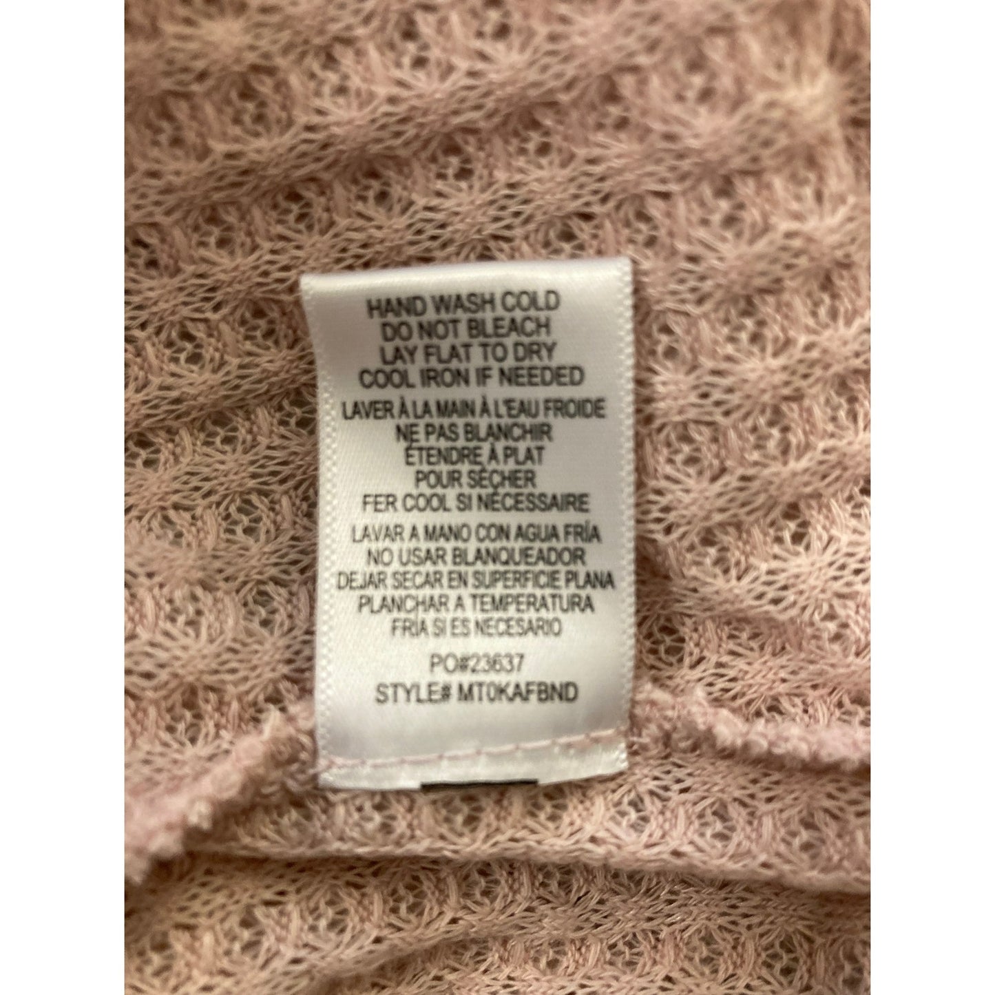 NWT Bobeau Pullover Thermal Waffle Knit Sweater Top Sz Small in Blush Pink