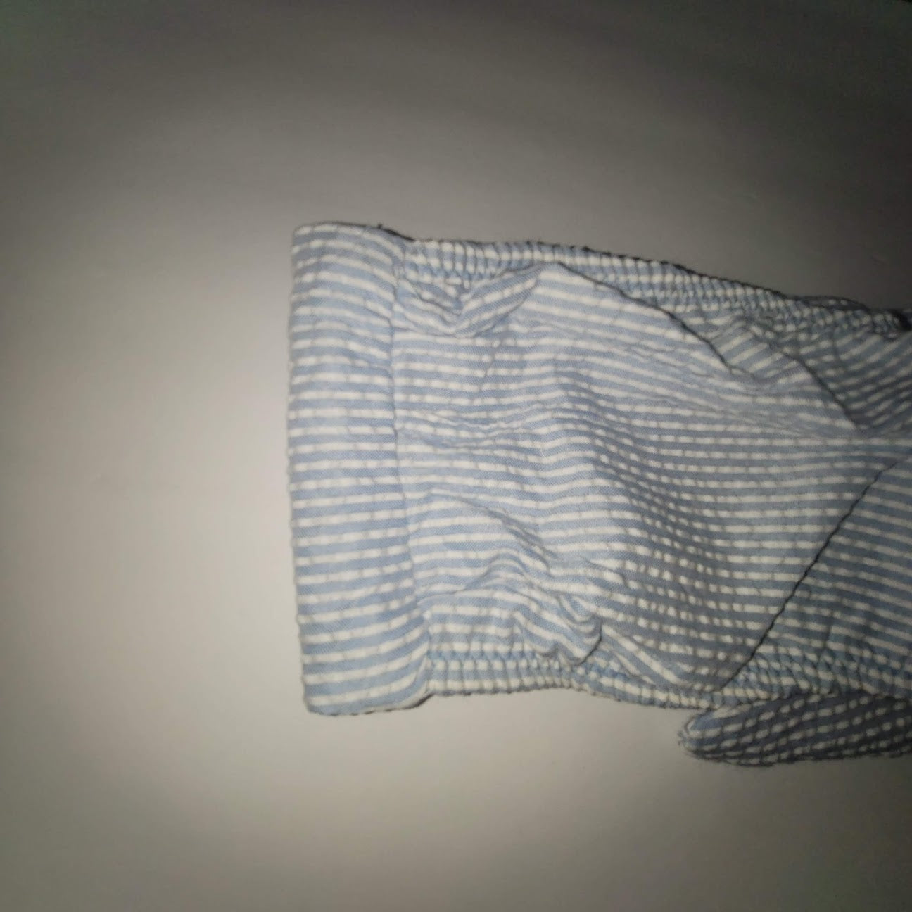 Blue Sky NEW Blue White Striped Bandeau Side Boning Swim Top LIned LARGE TieBack