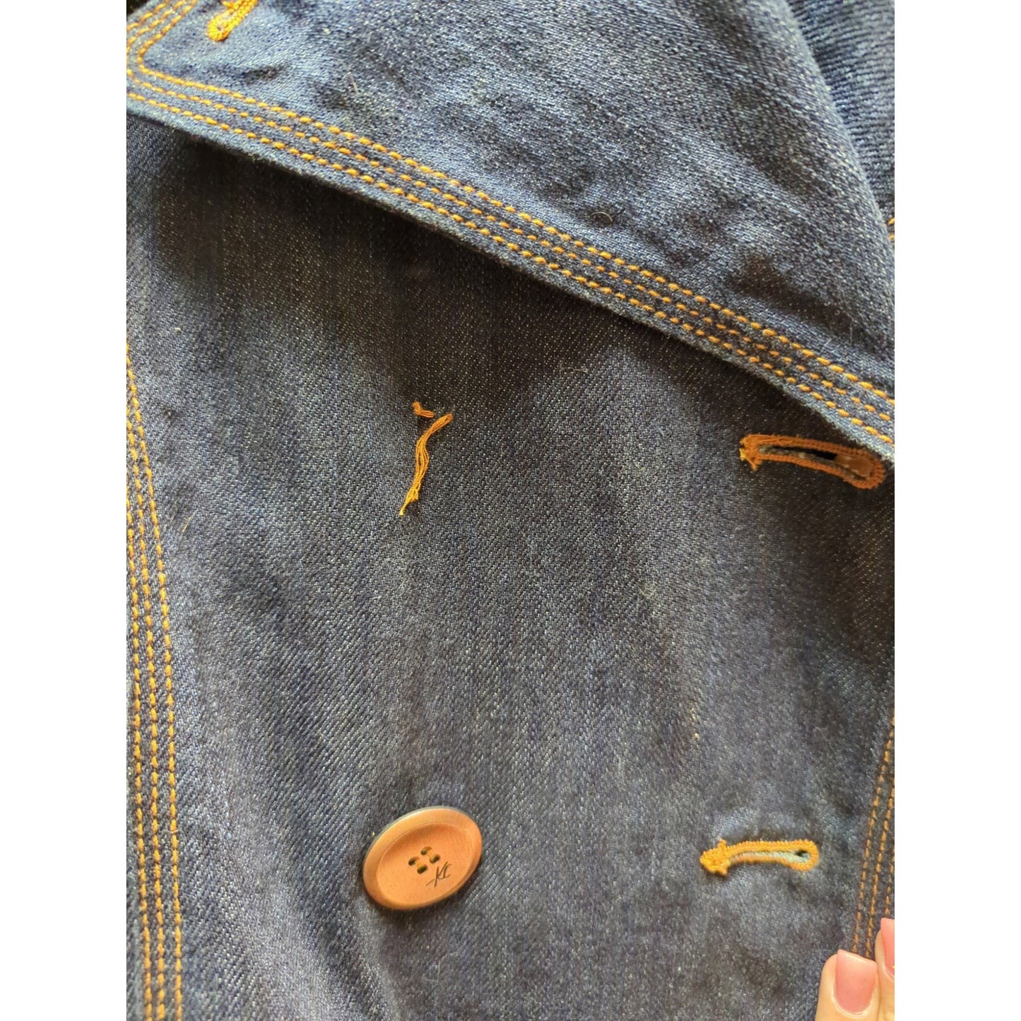 Vintage Kenneth Cole Denim Short Trench Coat Belt Wide Lapel Y2K Indie 90s Boho
