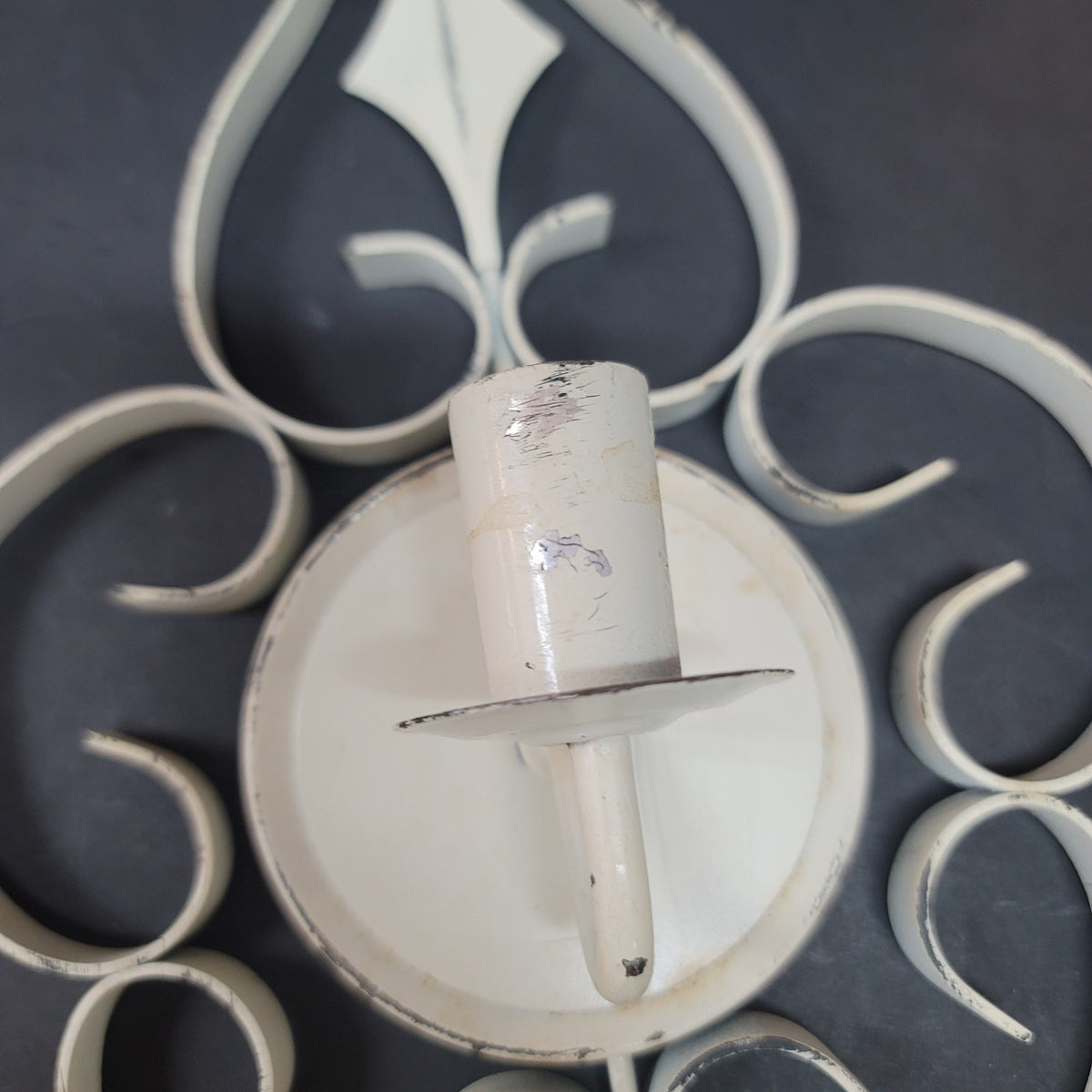 Vintage atomic pair wall scones candle holders MCM 18" tall 7" wide White wall
