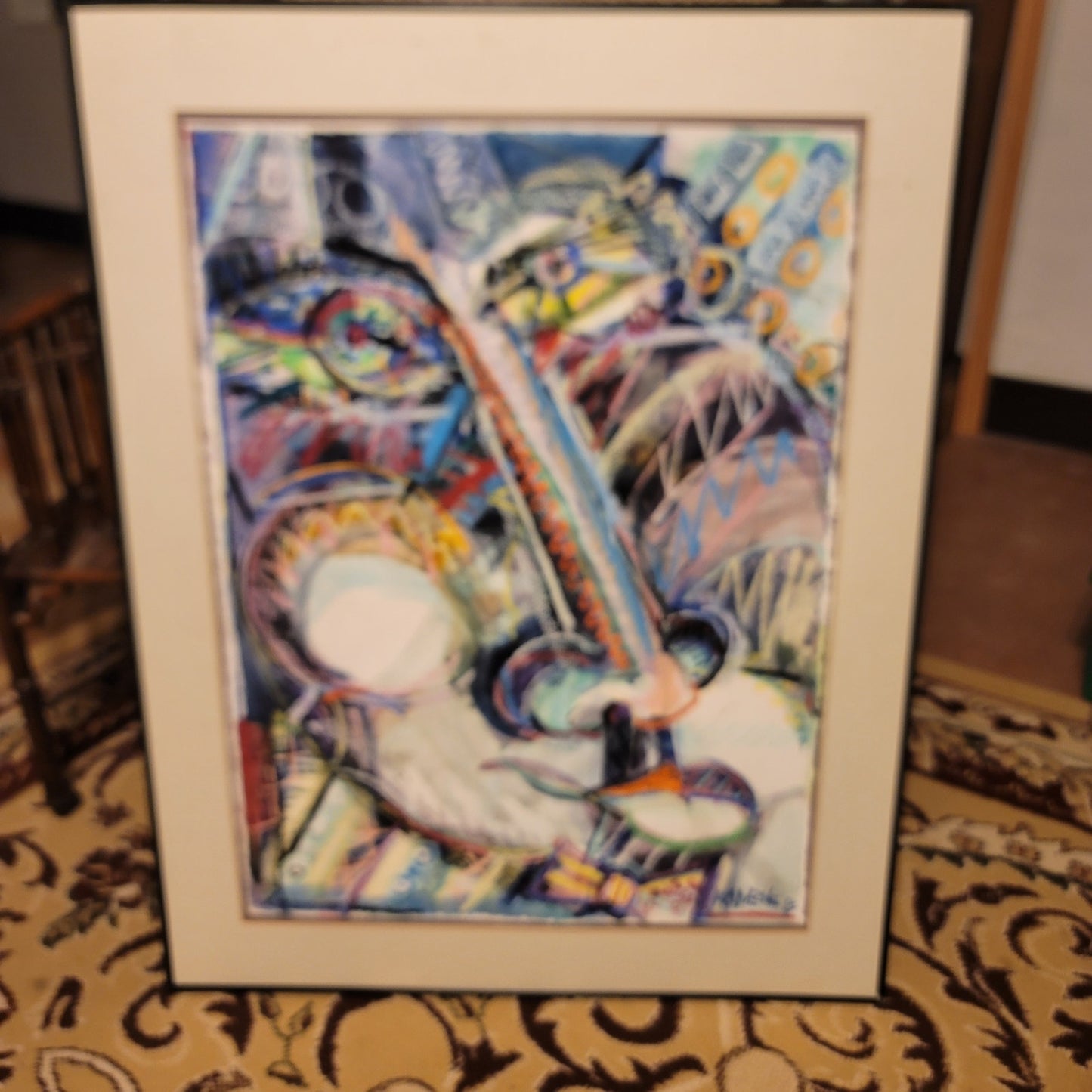 Mark Vranesh Original Abstract '91 Neo-Brutalist Face 30" x 22 Fusion Watercolor