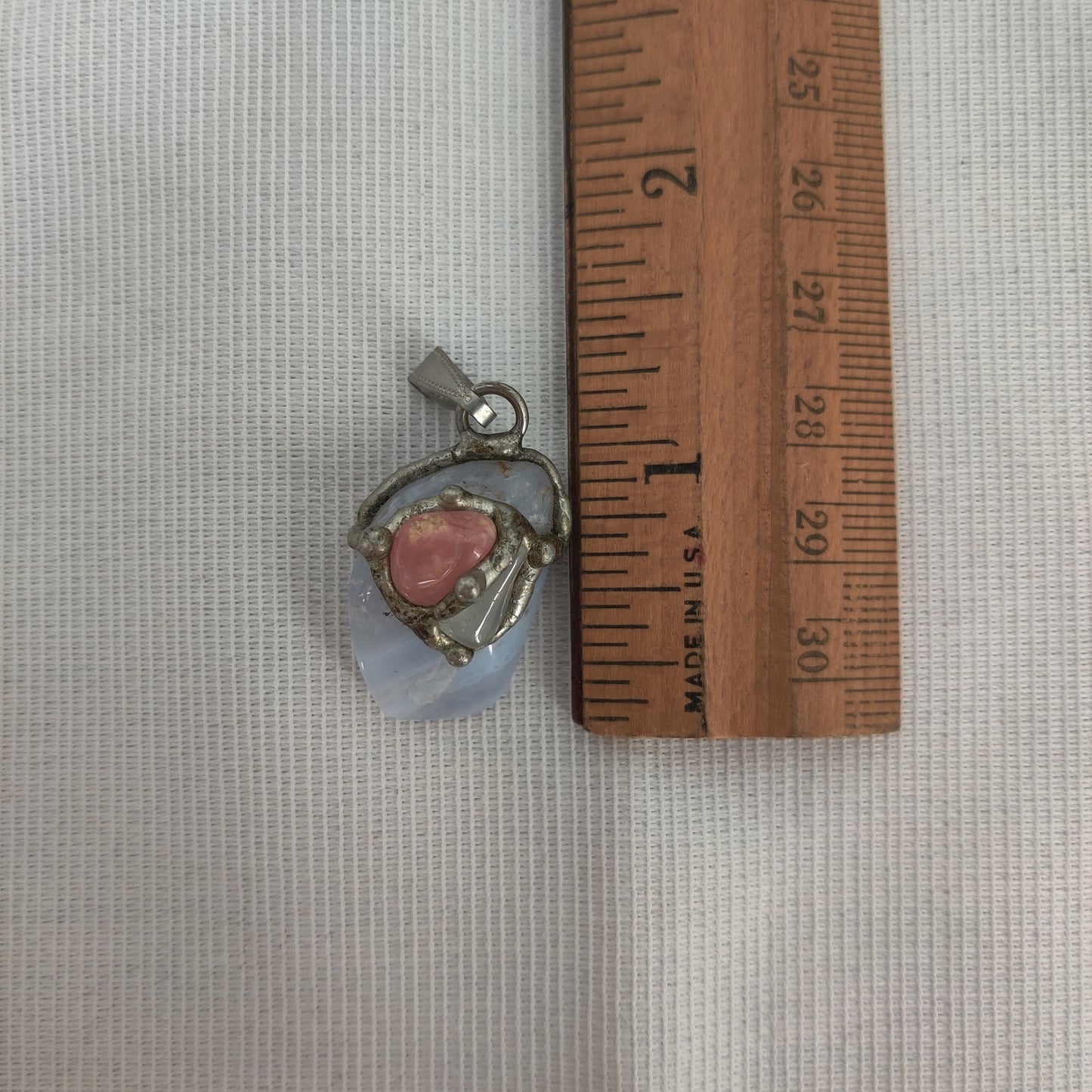 Vintage Artisan Blue Agate Strawberry Quartz Pendant One Size MCM Fairy