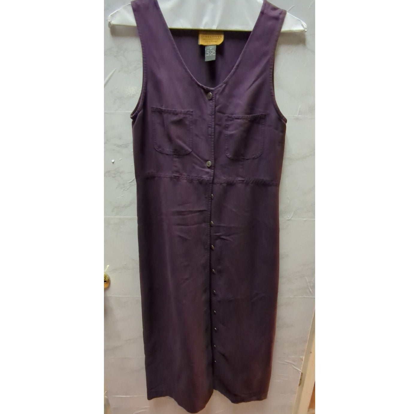 Directives Purple Sleeveless Button Front Shift Casual Dress Small Vintage y2K