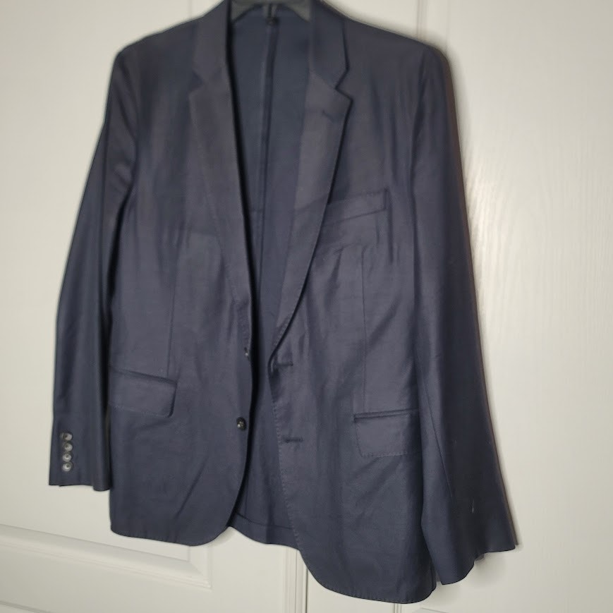 J.Crew Ludlow Men's Navy Blue Cotton-Wool Pick Stitch 2 Button Blazer Jacket 42R