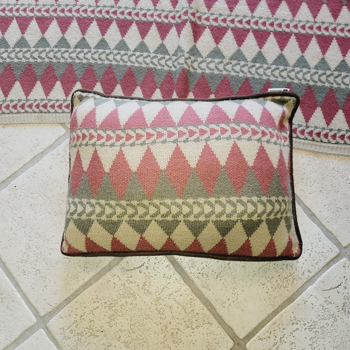 Hiend Accents Throw Blanket Marching Pillow Cabin Diamond Wine Green Cream
