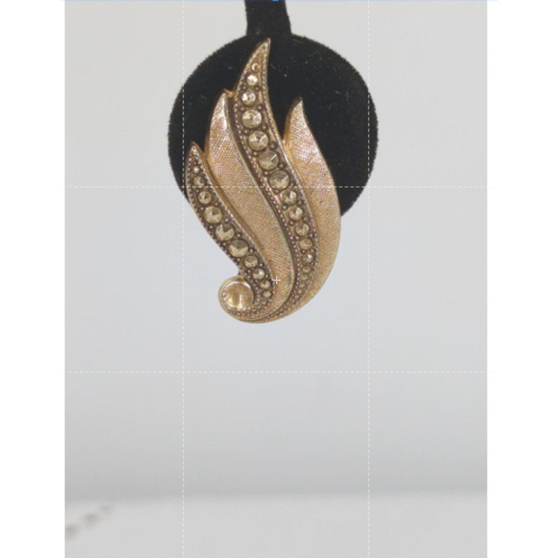 Vintage Germany 1980s Flame Goldtone and Black Clip On Earrings