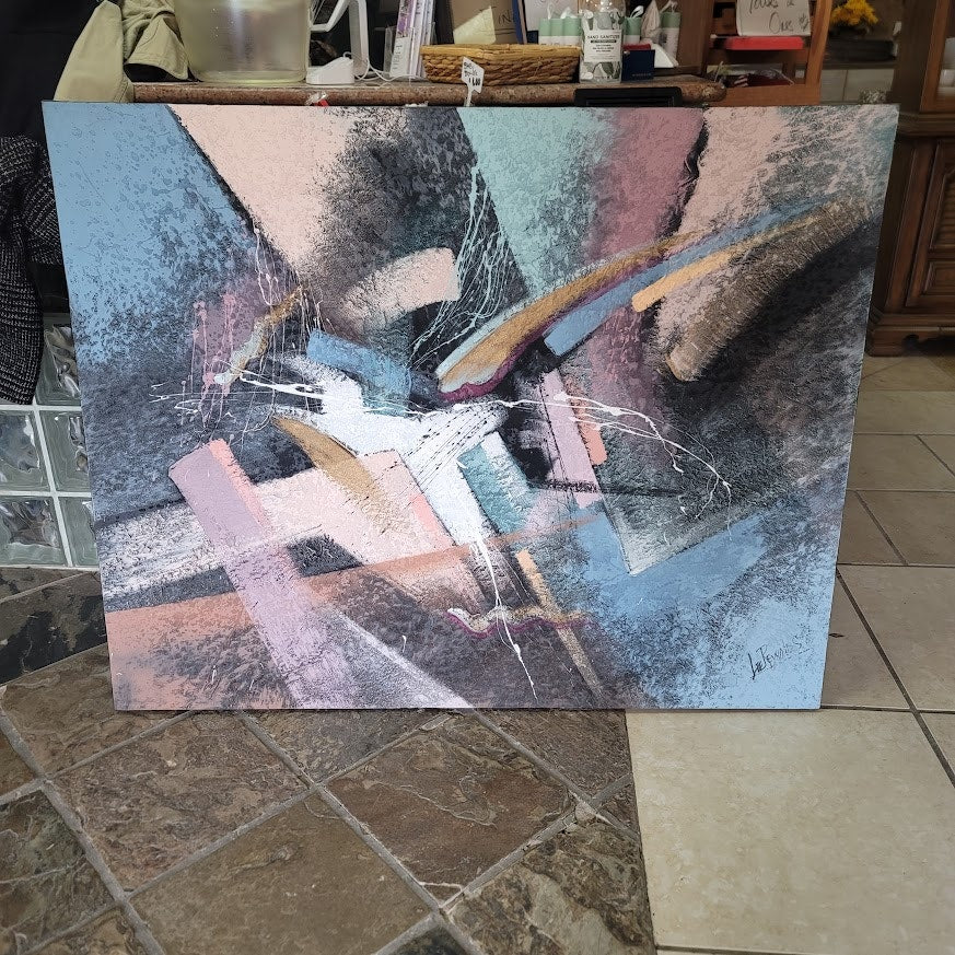 Vanguard oil painting Textured abstract oil acrylic Original LEE REYNOLDS 1970s