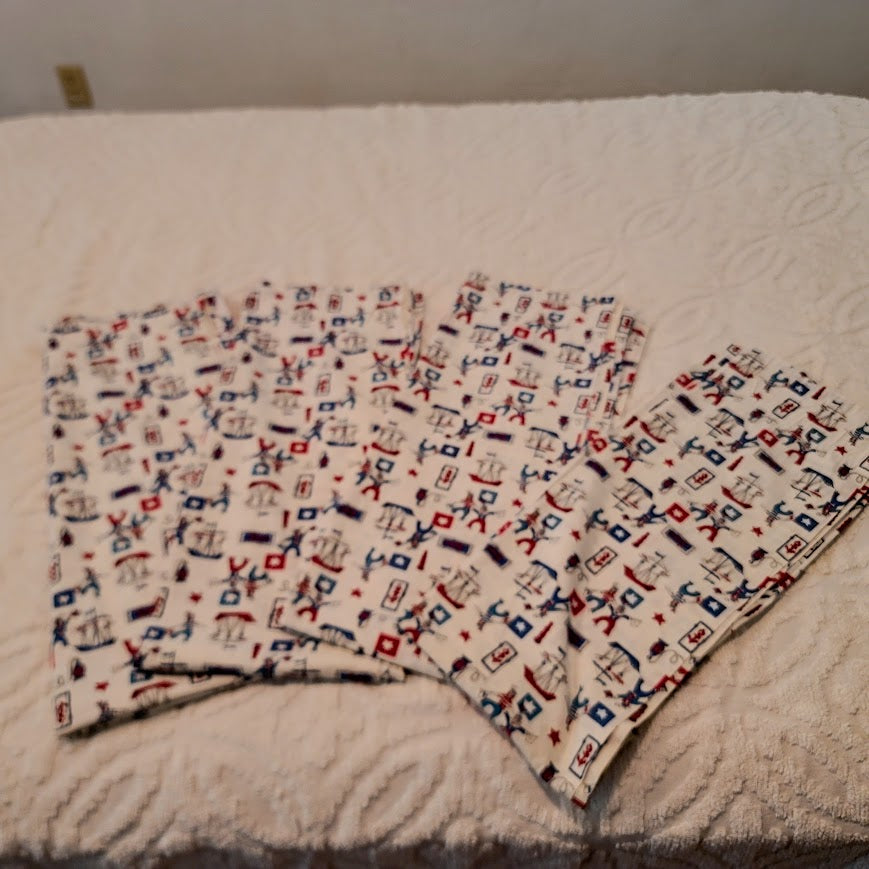 VINTAGE set of 4 YOUTH Curtains drapes 40" w x 54.5" L CIRCUS Red white blue