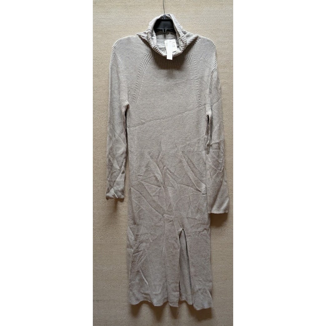 Abound Ribbed Knit Mock Neck Long Sleeve Slit Midi Sweater Dress Size Small
