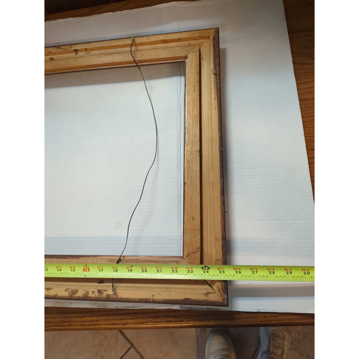 Vintage mahogany wood frame 16x20 linentex liner wall art mid-century Mexico