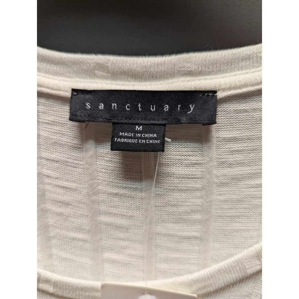 Sanctuary Opal Ribbed Knit Three-Quarter Sleeve Top Size Medium NEW