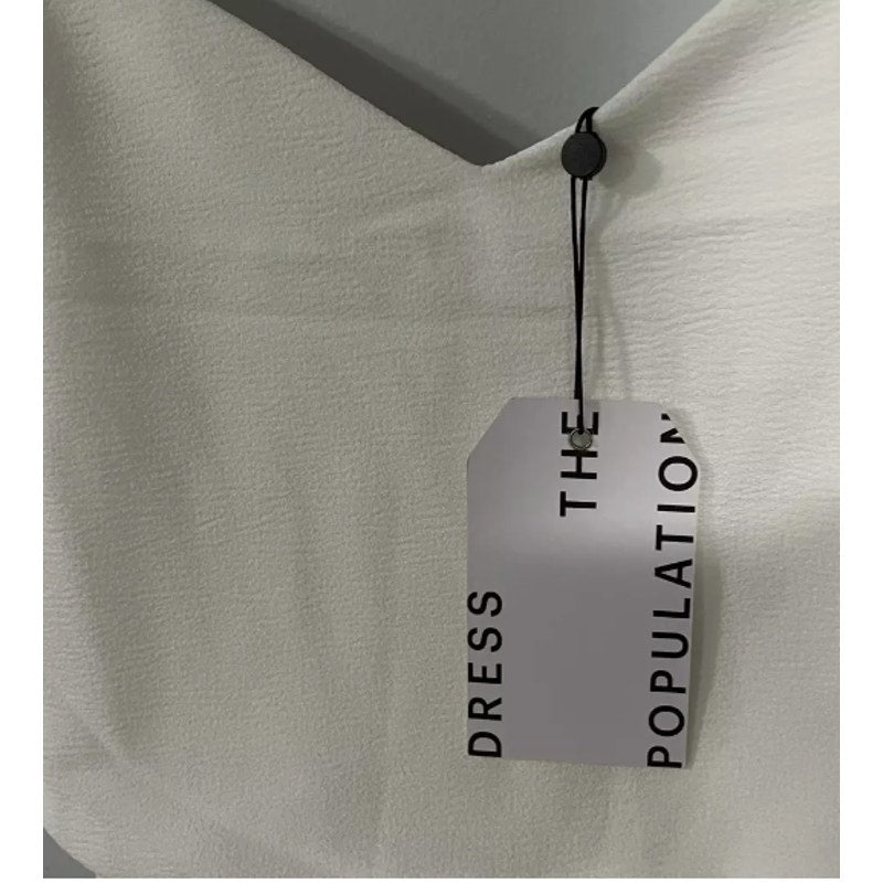 Dress The Population Small White Alondra Blouson Sheath Dress Cocktail Wedding