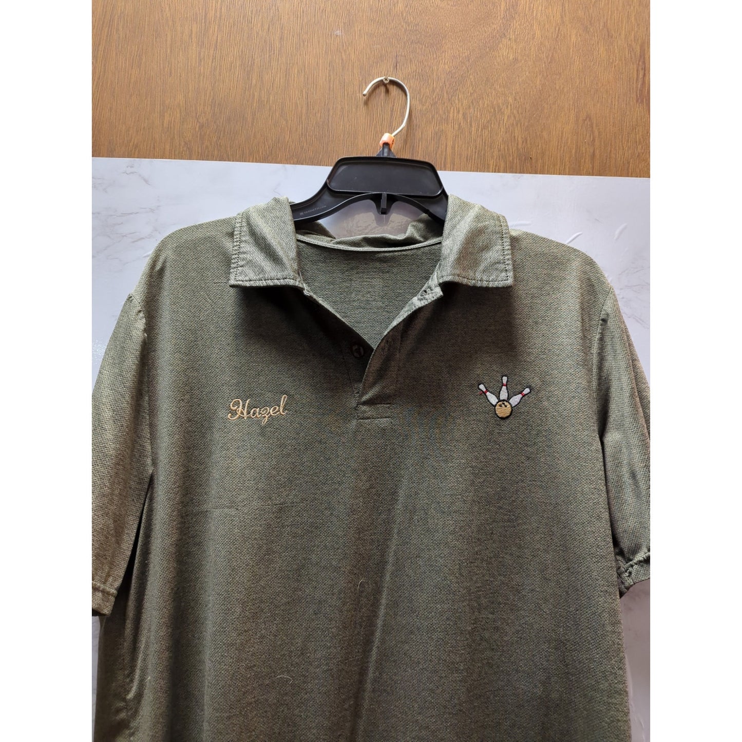 Vintage XL polo Collared shirt Hazel bowling WNBA league Olive Green