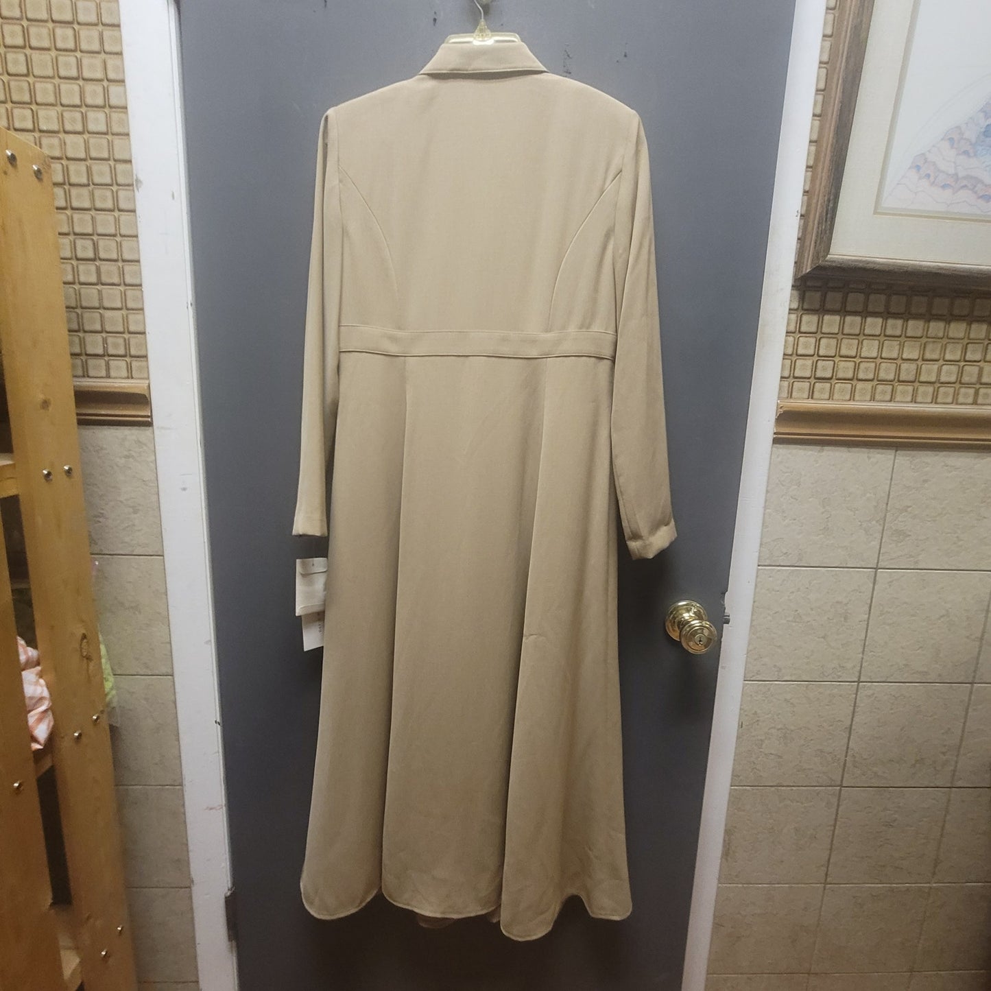 David Warren New York Vintage Tan Midi Coat Dress Belted Sophisticated 8P