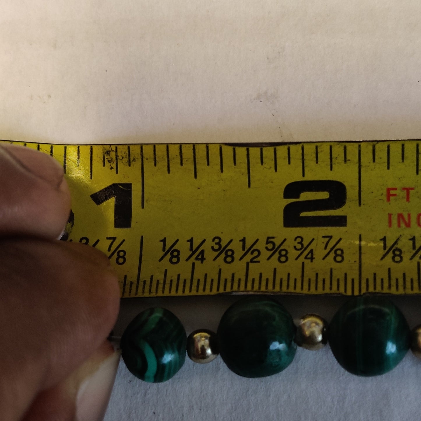 Vintage Genuine Malachite Natural Green Banded Agate Bead Necklace 24 Inch