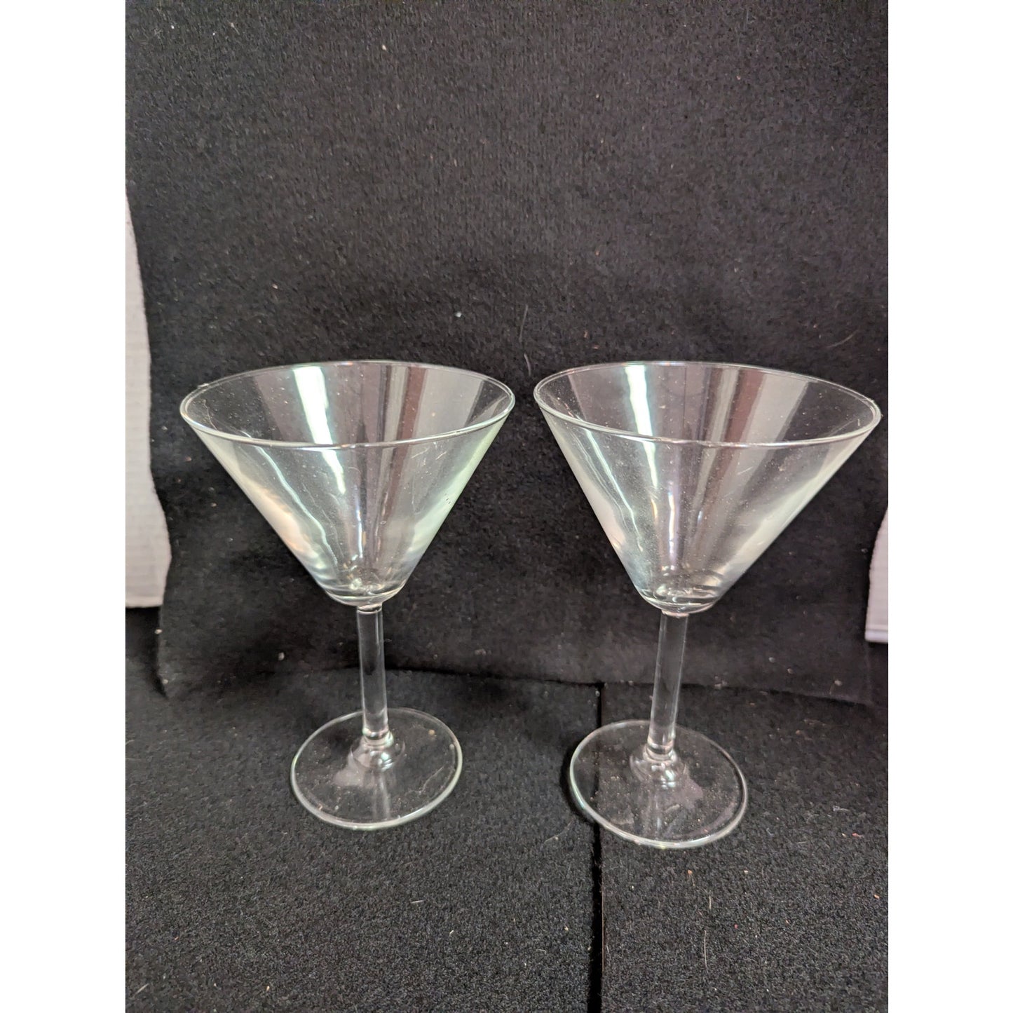 Vintage Clear Glass Martini Cocktail Glasses - Pair Classic Lot of 2