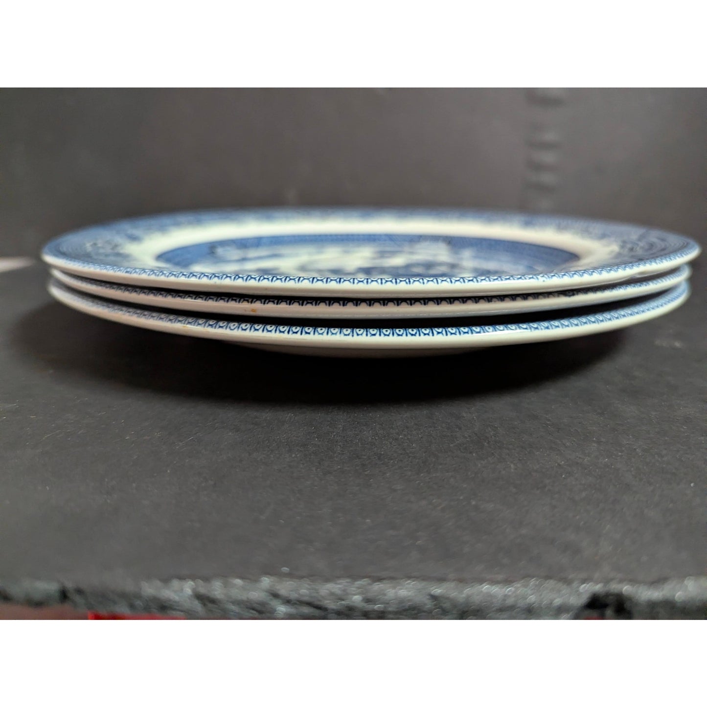 Vintage Churchill Blue Willow Dinner Plates Set of 3 English Ironstone