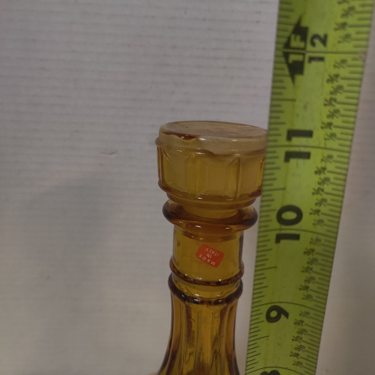 Vintage Empoli "Diamond Point Optic" Amber Glass Genie Decanter with Stopper