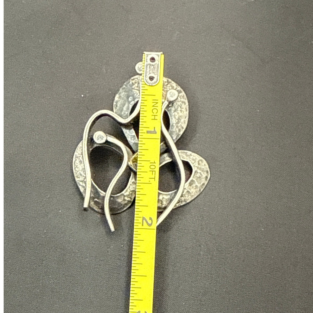 Brutalist Moderne Silver Pendant Hammered Abstract Open Center