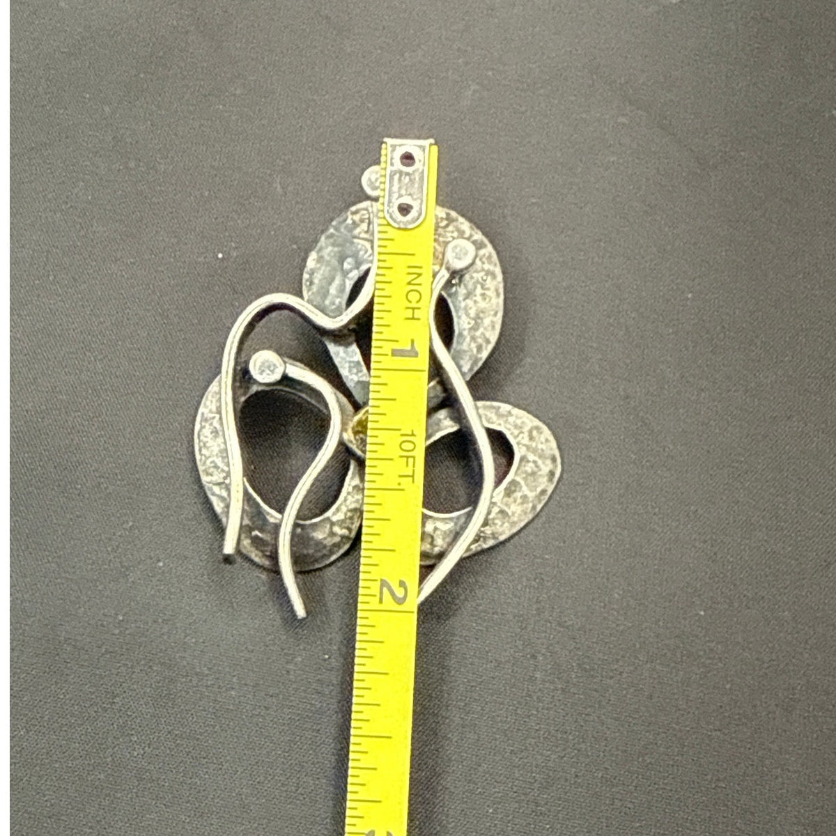Brutalist Moderne Silver Pendant Hammered Abstract Open Center