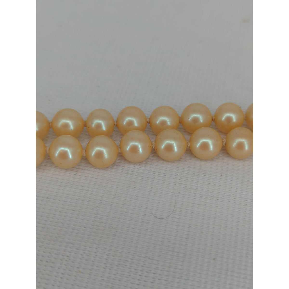 Vintage Double Strand Cream Faux Pearl Bracelet With Filigree Clasp