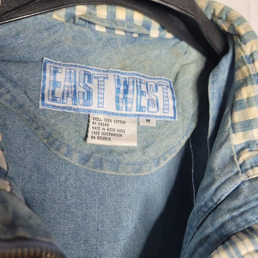 Vintage Size Medium East West Cotton light wash Oversized Denim Jacket 1980s